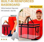 XXXL Insulated Food Delivery Bag - Reusable Thermal Cooler Grocery Bags for Catering&Delivery, Pizza Carrier for Events, Large Capacity Bag Keeps Food Hot/Cold for Shopping, Commercial (Red with Base)