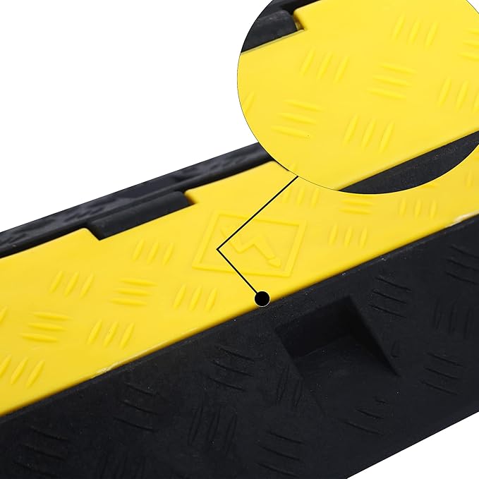 Cable Ramp Cable Protector Ramps Wire Hose Protective 2 Channel Traffic Rubber Plastic Cord Cover Speed Bump for Asphalt Concrete Gravel Driveway Outdoor, 3 Pack
