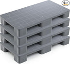 4 Pcs Plastic Pallet for Basement Storage Easy Stack Lightweight Floor Pallet Display Flooring Room Supermarket Christmas, Support up to 2000 Lbs (40'' L X 20'' W X 5.5'' H,Grey)