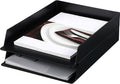 Wenqik 2 Pcs Stackable Paper Trays Rectangular Plastic Desk Holder Desktop Document File Organizer Storage Letter for Office Classroom (Black)