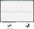 JILoffice Magnetic Dry Erase Calendar Whiteboard, 4 Month White Board Planner 36 X 24 Inch, Black Aluminum Frame Wall Mounted Board for Office Home and School