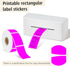 1x2 inch Blank Removable Freezer Labels Printable Rectangle Stickers 500PCS Water Oil Resistant with Perforation Line for Food Containers Jars Pantry Organization, Fluorescent Purple