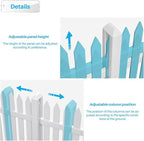 Patio Outdoor Fence 36"Hx84"L (7Sets) White Vinyl Picket Fence Panels Privacy Fence Decorative, PVC Garden Fence Temporary Fencing for Backyard Porch Dogs, Suitable for Soft Ground