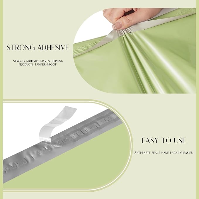 Metronic Poly Mailers 10X13 1200PC, Sturdy Shipping Bags for Small Business, Waterproof Mailers Poly Bags, Strong Adhesive Shipping Envelopes for Clothing, Efficient Mailing Envelopes in Avocado Green