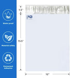 NB 12x15.5 Inch – 500 Pcs White Poly Mailers Strong Adhesive Self-Seal Shipping Envelopes, Tear & Water Resistant Packaging for E-Commerce and Small Business