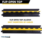 Kable Kontrol Atlas Heavy Duty Cable Protector Ramp - 1 Channel Bulk Wholesale Pallet - 70 Pcs - 39" Long Black & Yellow - 24,000 Lbs Capacity - Rubber Speed Bump Wire Protector Cord Cover - CP9896