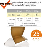 13x11x2'' Small Shipping Boxes 25 Pack, Corrugated Cardboard Mailers for Business, White (CM13112-25)