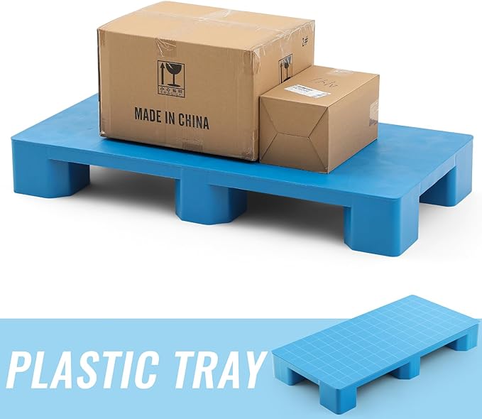 1 Pcs Plastic Pallet for Basement Storage Easy Stack Lightweight Floor Pallet Display Flooring Room Supermarket Christmas, Support up to 2000 Lbs (40'' L X 20'' W X 5.5'' H,Blue)