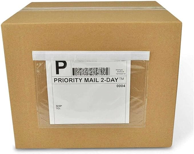 7.5" x 5.5" Packing List Pouches, 100 Pack Shipping Label Envelopes Clear Adhesive Top Loading Packing List