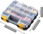 Tools Organizer Box Small Parts Storage Box 34-Compartment Double Side Hardware Organizers with Removable Plastic Dividers for Screws, Nuts, Nails, Bolts