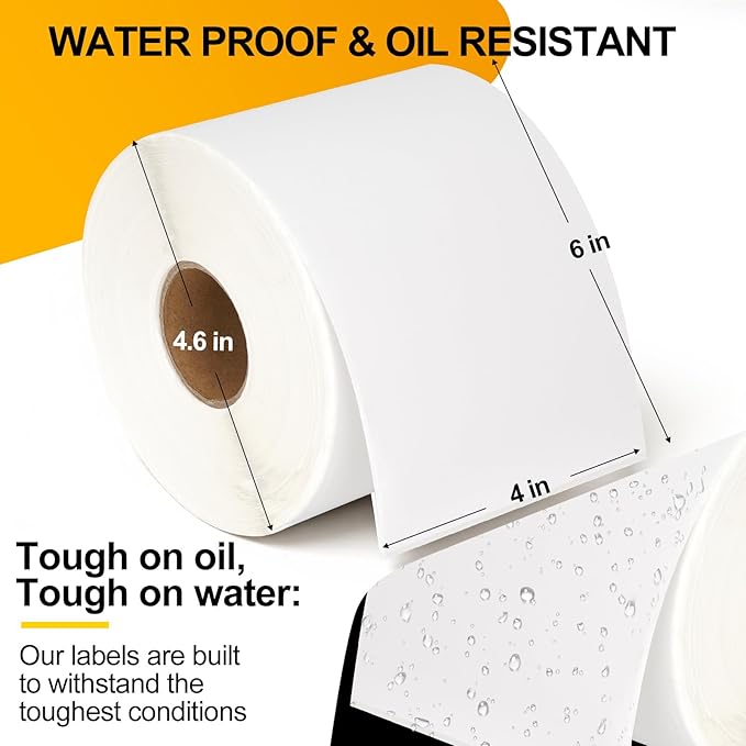 Qncz 500 Pcs 4x6 Thermal Labels - Perforated & Smudge-Proof & Strong Adhesive Thermal Printer Paper, Mailing Sticker Labels, Compatible with Rollo, Zebra, Jadens, Nelko