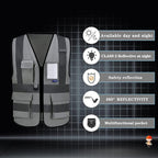 A-SAFETY high visibility reflective vest grey