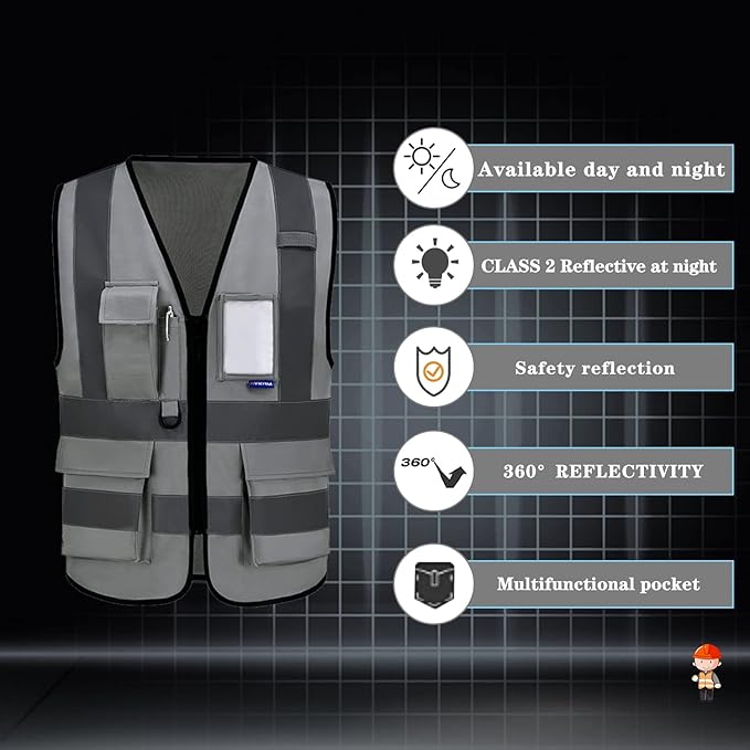A-SAFETY High Visibility Reflective Safety Vest Customize Logo (XS-8XL)
