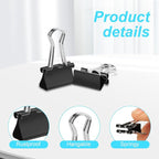 Ufmarine Mini Binder Clips, 144 Pcs Small Binder Clips 15mm, Small Paper Clips for Office
