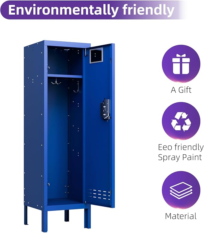 Metal Cabinet Home Office Storage,Lockers,Lockable Employees Metal Locker with Door,54" Height Steel Locker,Lockable Steel Locker for Gym,School,Home,Office,Garage,Assembly Required