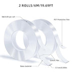 Double Sided Tape, Nano Tape, Transparent Adhesive Tape, Traceless Adhesive Tape, Removable, Washable, Reusable, Suitable for Carpets, Photo Walls, 9.85Ft Per Roll, 288 Rolls