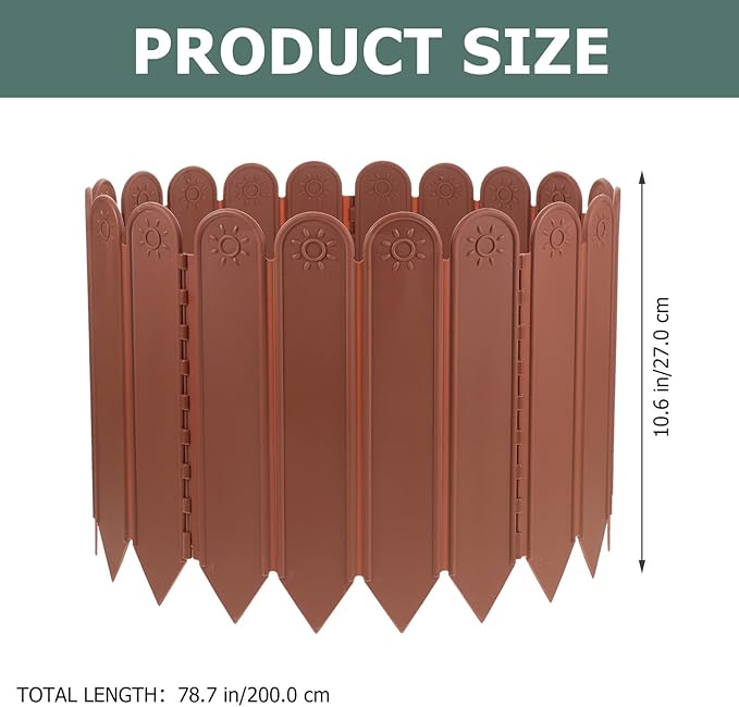 Plastic Garden Lawn Fence Panel Deep Brown Decorative Temporary Outdoor Border for Flower Beds Vegetable Gardens Courtyards Reusable Landscape Edging for Home and Balcony