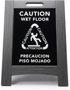 Premium Outdoor Composite Caution Wet Floor Sign – Bilingual w/Non-Skid Plastic Feet, Black Plate – For Hotels, Schools, Offices, Areas, Restrooms, Pool Decks & Shops, Grey