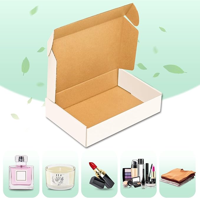 50 Pack Small Shipping Box, 4x4x2'',Corrugated Mailer,Wonfer Cardboard Box, White