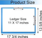 Acocony 11x17 Clipboard Double Clip Super Tough Extra Large Clipboard Not Fragile Low Profile Clip 11 x 17 Clipping PP Plastic Blue Pack of 1