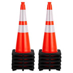 10 Pack 28 Inch Traffic Safety Cones - Parking Cones with Heavy Black Base and Reflective Collars, Orange Safety Cones for Parking Lot, Construction Work, Road Safety Control