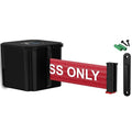 WM412 Retractable Belt Wall Mounted Smooth Black Crowd Control Barrier and Receiving End, 15' Authorized Access Only Belt