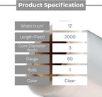 PSBM 1 Roll 12 Inch x 2000 Feet 60 Gauge Stretch Film/Wrap, Heavy Duty Industrial Strength Clear Shrink Plastic Wrap for Moving, Packing, Shipping, Pallet Wrapping & Storage