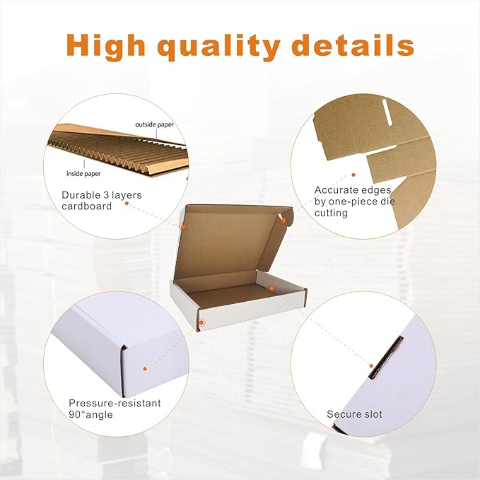 6x4x1'' Small Shipping Boxes 25 Pack (Inner Size), Corrugated Cardboard Mailers for Business, White (CM641-25)