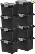 Sterilite Portable Lockable File Box Organizer with Handle and Clear Lid (8 Pack)
