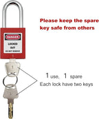 Lockout Tagout Locks, Safety Padlock, Loto Locks Keyed Differently Lock Out Tag Out 50 pcs Safety Padlocks Plastic with 50 Lockout TagOut Tags Red