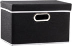 PRANDOM Foldable Storage Box with Lid [1-Pack] Fabric Collapsible Storage Bin Organizer Container Basket Cube with Cover for Home Bedroom Closet Office Nursery Black (14.9x9.8x9.8)