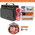 opux Insulated Soft Lunch Bag for Men Women for Office Work School Picnic, Leakproof Cooler Bag with Shoulder Strap for Kid Adult (Charcoal Gray)