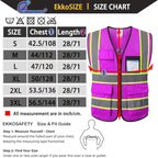 Purple Safety Vest for Men Women Reflective with 8 Pockets and Zipper Front Mesh High Visibility Vest Hi Vis Construction Work Vest,Meets ANSI/ISEA Standards(EKH1-Purple-2XL)
