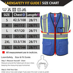 Hi Vis Reflective Safety Vest for Men Women with Multiple Pockets Mesh High Visibility Construction Work Vest,Meets ANSI/ISEA Standards(EK1-178-Blue-2XL)
