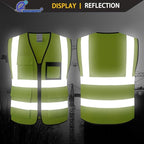 Hi Vis Reflective Safety Vest for Men Women Mesh Class 2 High Visibility Vest with Pockets,Meets ANSI/ISEA Standards(EK170-Mesh-Yellow-L)