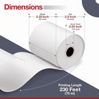 100 Rolls - 2 1/4" x 230' Thermal Paper Receipt Rolls - BPA Free - 55 GSM - Receipt Printer Paper for Cash Register, Citizen, Casio and Epson, Fits All POS Cash Registers