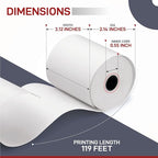 10 Rolls – 3 1/8" x 119' Thermal Receipt Paper Rolls | BPA Free | Compatible Paper for Clover Station, Epson POS Printers & Cash Registers