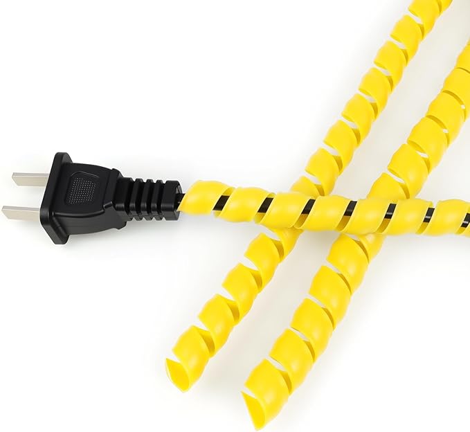 Spiral Cable Wrap, 16.4ft, 33ft Wire Protection Sleeve Cover Cable Organizer Pipe Flexible Spiral Wrap Winding Tube Prevent Cat from Chewing Cables (Yellow, 8mm (5/16")-33ft)