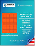 Premium Label Supply Bright Neon Color Fluorescent Sticker Labels - 1.75" x 0.6667" Return Address Labels - (Fluorescent Red, 60,000 Labels)