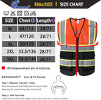 Reflective Mesh Safety Vest for Men Women with 5 Pockets and Zipper Front High Visibility Mesh Vest Hi Vis Construction Work Vest,Meets ANSI/ISEA Standards(EK175-Orangeblack-2XL)