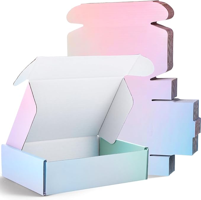 Spakon 50 Packs Shipping Boxes Cardboard Corrugated Mailer Packaging Boxes for Small Business Cute Small Box Cardboard Carton Box Mailers for Packaging Product (Candy Color,6 x 4 x 1.6 Inches)