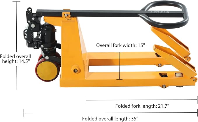 Tory Carrier Mini Hand Pallet Jack Truck, 2200 Lbs Capacity, 31.5" Lx15 W Fork Size Narrow Pallet Jack, Small Size Manual Pallet Trucks with Foldable Forks and Handle