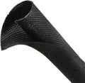 Automotive Wire Loom Tubing, Split Braided Cord Protectors from Pets No Chew, Flexible Cable Sleeve Cable Management for TV/Computer/Electric Wires (Black, 1/2"-25ft)