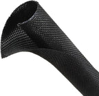 Automotive Wire Loom Tubing, Split Braided Cord Protectors from Pets No Chew, Flexible Cable Sleeve Cable Management for TV/Computer/Electric Wires (Black, 3/4"-10ft)
