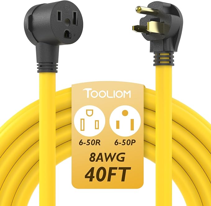 TOOLIOM 6-50P to 6-50R Welder Extension Cord 40FT 8AWG Power Extension Cord for Welding Machines with ETL Approved