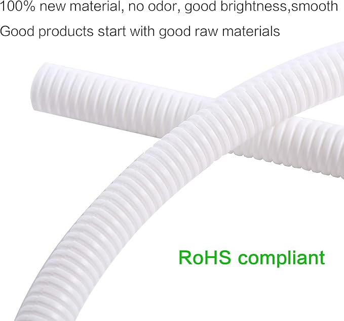 Alex Tech 25ft - 1/4 inch Split Wire Loom Tubing - White