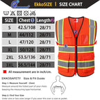 Safety Vest for Men Women Reflective with 5 Pockets and Zipper Front Mesh High Visibility Vest Hi Vis Construction Work Vest,Meets ANSI/ISEA Standards(EK175-Orange-XL)