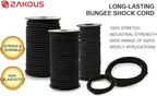 Strong and Durable Bungee Cord - 1/4" x 25ft Elastic Cord, Kayak Stretch String Rope, Bungee Shock Cords for Repairing Tent Poles, DIY, Tie Downs, Black