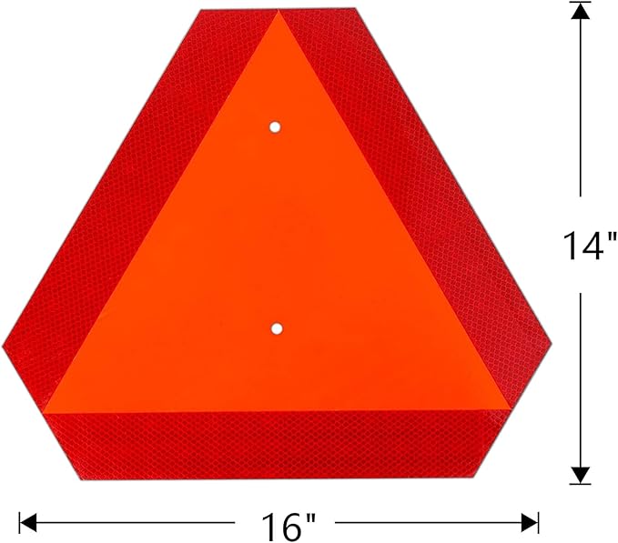 3 Pack Slow Moving Vehicle Sign,14"x16" Slow Moving Vehicle Triangle,Plastic Safety Sign Reflective for Golf Cart Tractor UTV,Up to 7 Years Outdoor Weatherproof