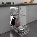 2 Tier Pull Out Cabinet Organizer 20" W X 22" D, Slide Out Drawers For Kitchen Cabinets, Pull Out Drawers For Cabinets Capacity Heavy Duty Caddy, Cabinet Pullout Shelves Chrome-Plated,Bathroom Pantry
